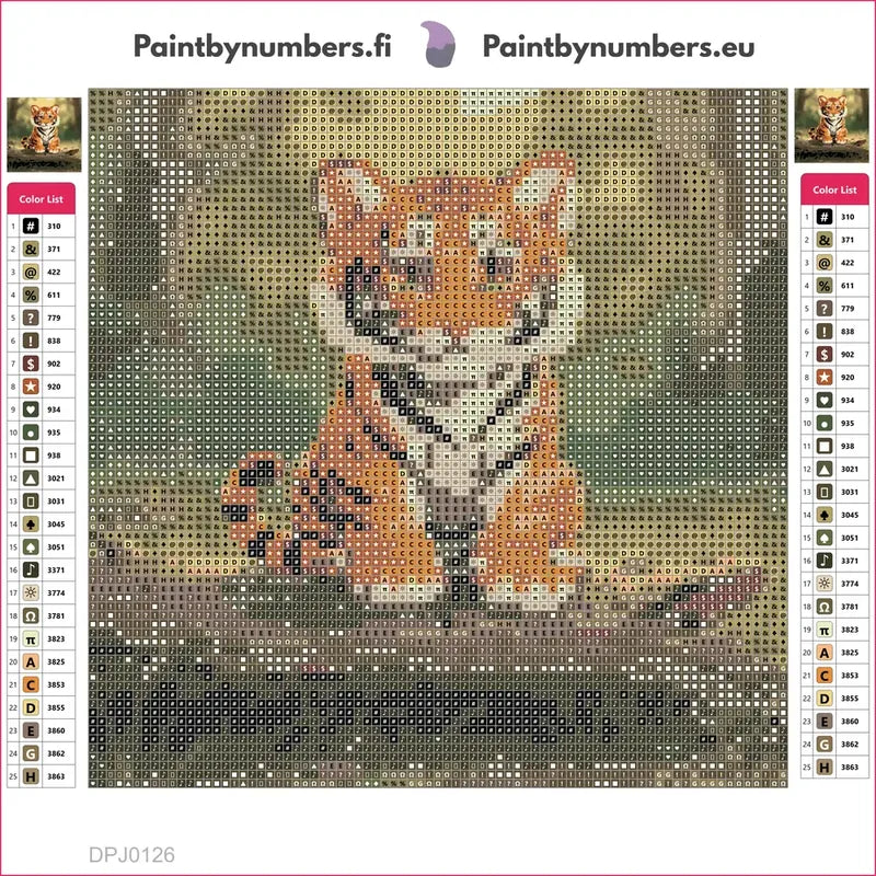 Playful Tiger Cub diamond painting adhesive canvas 20x20cm