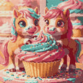 Thumbnail for Diamond Pattern - Ponies with Cupcake
