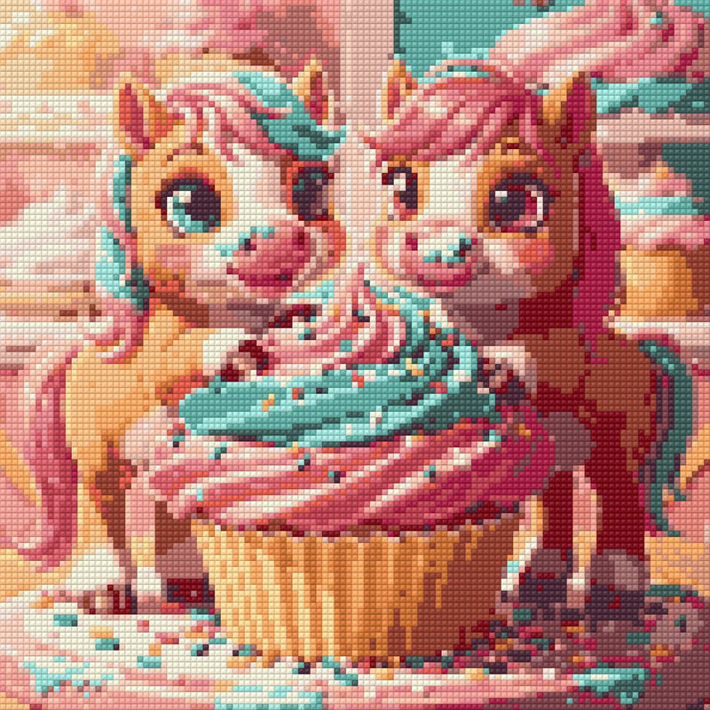 Diamond Pattern - Ponies with Cupcake