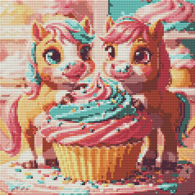Diamond Pattern - Ponies with Cupcake