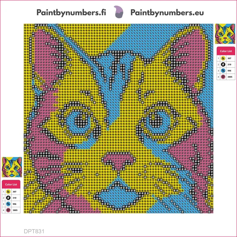 Diamond painting adhesive canvas preview - Pop Art Comic Cat