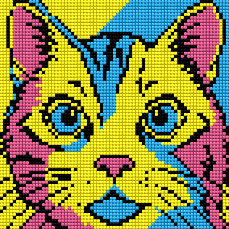 Pop Art Comic Cat, 20x20 cm diamond painting – finished design preview