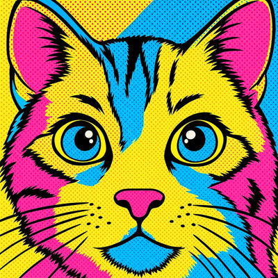 Pop Art Comic Cat, 20x20 cm diamond painting – original artwork the design is made from