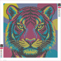 Thumbnail for Diamond painting adhesive canvas preview - Pop Art Tiger in Magenta and Teal