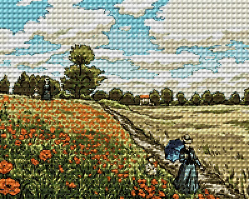 Diamond painting pattern chart - Poppy Field Coquelicots