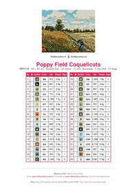 Thumbnail for DMC color chart for Poppy Field Coquelicots diamond painting - 34 colors