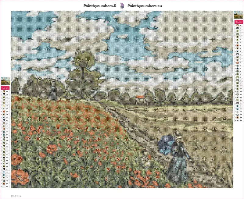 Poppy Field Coquelicots diamond painting adhesive canvas 50x40cm