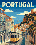 Thumbnail for Portugal travel poster Paint By Numbers, tram and city street