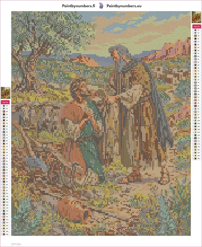 Diamond painting adhesive canvas preview - Prophet Blessing the Farmer