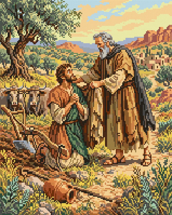 Prophet Blessing the Farmer, 40x50 cm diamond painting – finished design preview