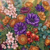 Thumbnail for Diamond painting bouquet and pomegranates, colorful and detailed arrangement.