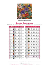 Thumbnail for Purple Anemones diamond painting color chart – 41 DMC colors