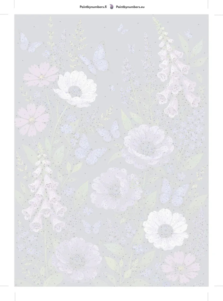Paint by numbers numbered canvas - Purple Flowers and Blue Butterflies 50x70cm