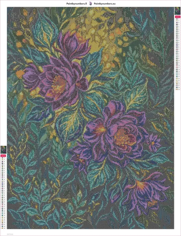 Diamond painting adhesive canvas preview - Purple Foliage