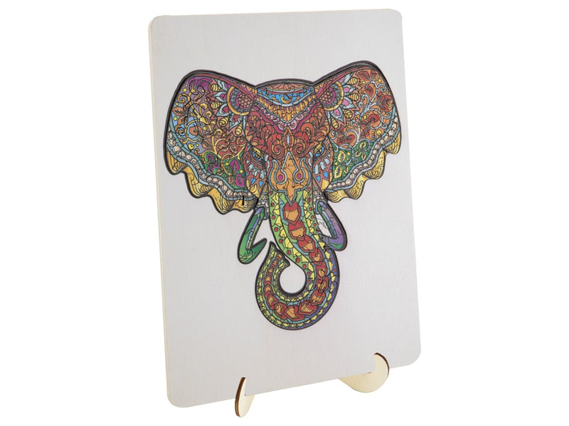 Wooden elephant puzzle assembled
