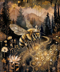 Thumbnail for Diamond painting featuring a crowned bee and a golden honeycomb in a dark forest.