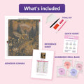 Thumbnail for Queen Bee 50x60cm diamond painting kit contents: adhesive canvas, color chart, tools and diamond bags