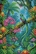 Thumbnail for Quetzal Bird in Enchanted Jungle, 40x60 cm diamond painting – full design preview without the close-up inset