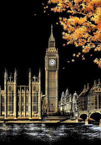 Big Ben scratch art – London clock tower
