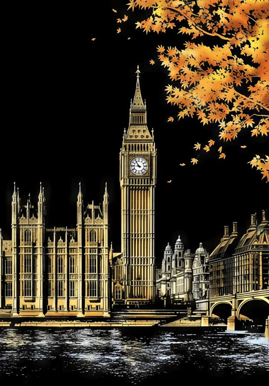 Big Ben scratch art – London clock tower