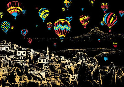 Cappadocia scratch art – hot air balloons