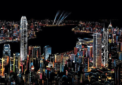 Hong Kong scratch art – city skyline