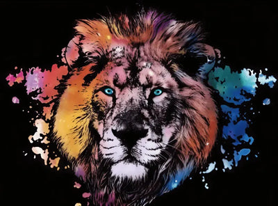 Lion scratch art – golden background