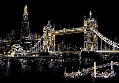 London scratch art – Tower Bridge