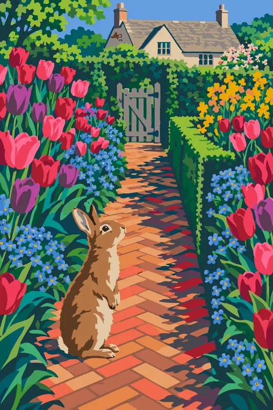 Rabbit among the Tulips – Paint by Numbers 40x60 cm