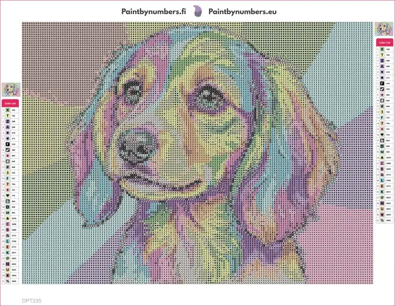 Rainbow Puppy diamond painting adhesive canvas 40x30cm