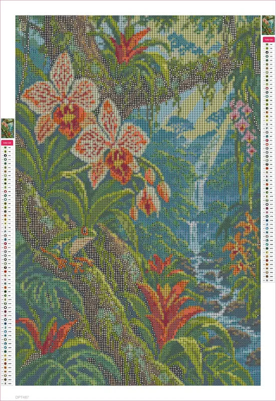 Diamond painting adhesive canvas preview - Rainforest Orchid Canopy