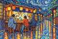 Thumbnail for Ramen Cart in the Kyoto Rain, 60x40 cm diamond painting – finished design preview