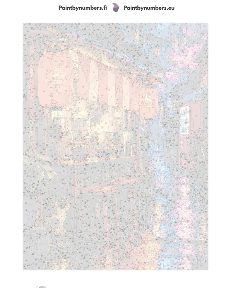 Paint by numbers numbered canvas - Ramen Stand in the Rain 30x40cm