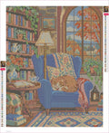 Thumbnail for Diamond painting adhesive canvas preview - Reading Nook