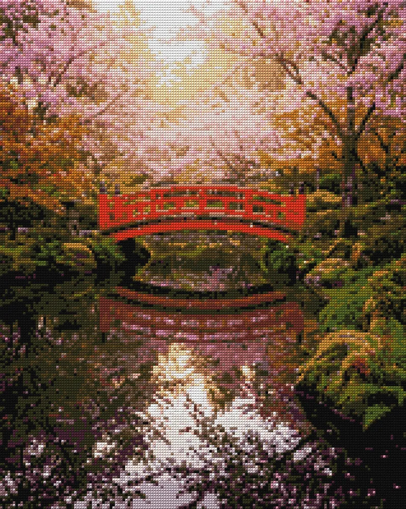 Diamond pattern - Japanese Garden Bridge diamond painting of a Japanese garden