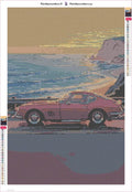 Thumbnail for Red Car by the Coast diamond painting adhesive canvas 40x60cm