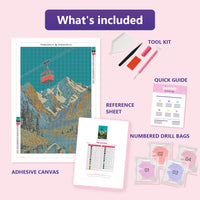 Thumbnail for Contents of the Red Gondola 40x60cm diamond painting kit: adhesive canvas, color chart, tools, and diamond bags