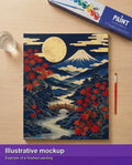 Thumbnail for Finished paint by numbers mockup - Red Maple Bridge Landscape 40x50cm
