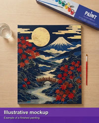 Thumbnail for Finished paint by numbers mockup - Red Maple Bridge Landscape 40x50cm