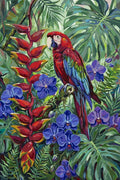 Thumbnail for Red parrot and blue flowers paint by numbers. Tropical jungle.