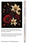Thumbnail for Paint color chart and instructions - Red Poppies and White Lilies 40x50cm
