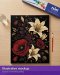 Thumbnail for Finished paint by numbers mockup - Red Poppies and White Lilies 40x50cm
