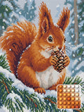 Thumbnail for red squirrel on a snowy pine branch, 30x40 cm diamond painting – design and close-up of round drills