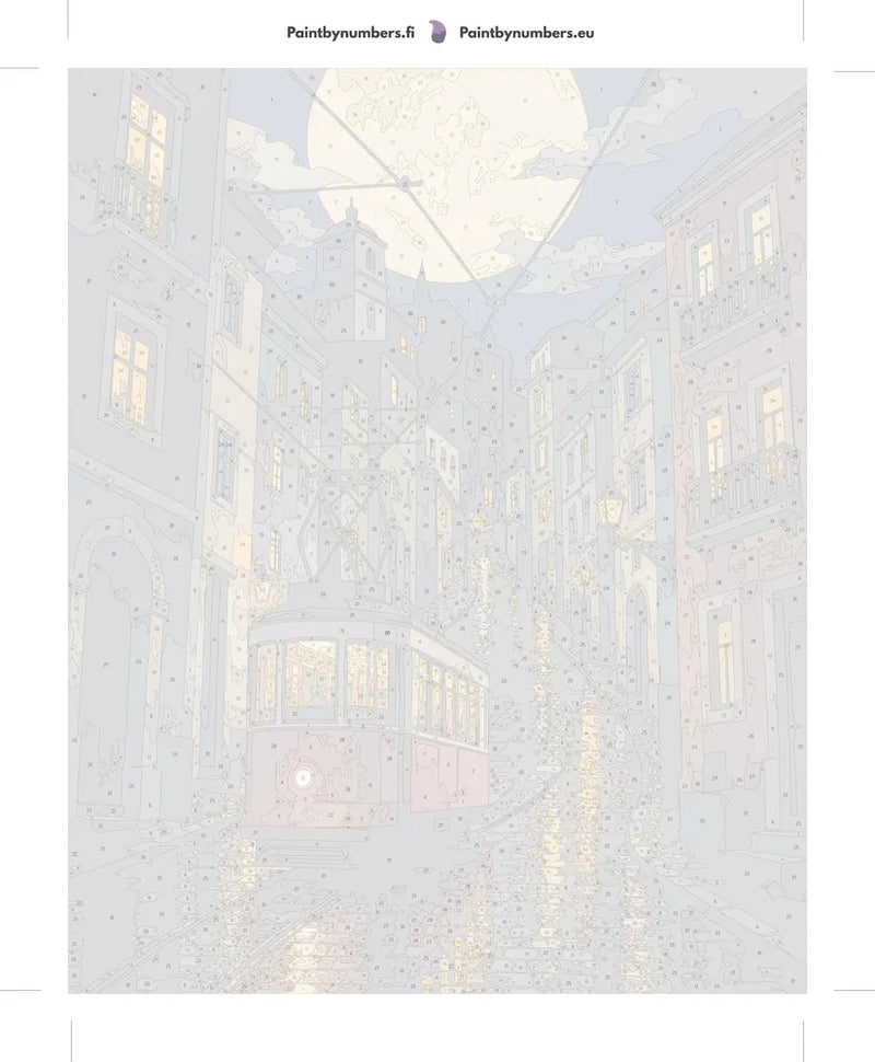 Paint by numbers numbered canvas - Red Tram at Night 40x50cm