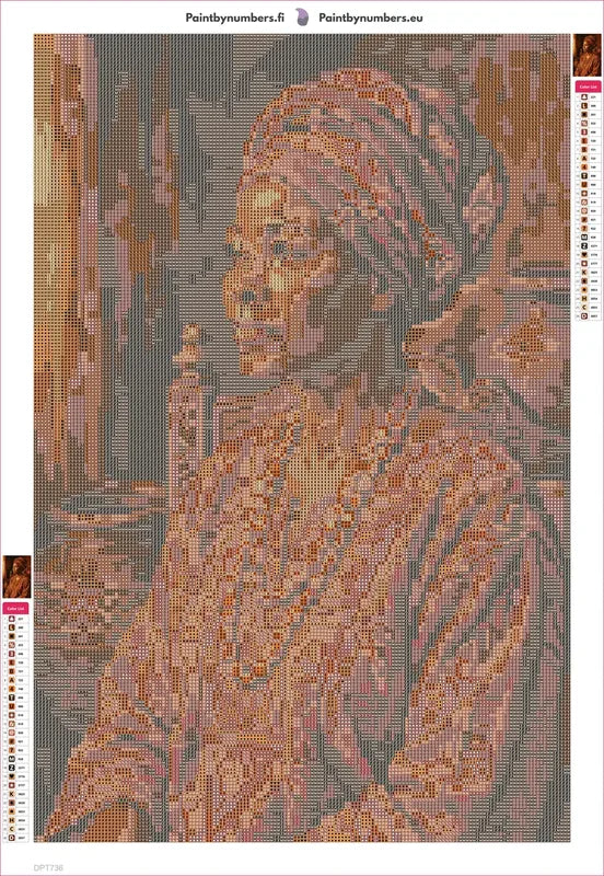 Diamond painting adhesive canvas preview - Regal African Woman Portrait