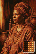 Thumbnail for Regal African Woman Portrait, 40x60 cm diamond painting – finished design preview with a close-up of square drills