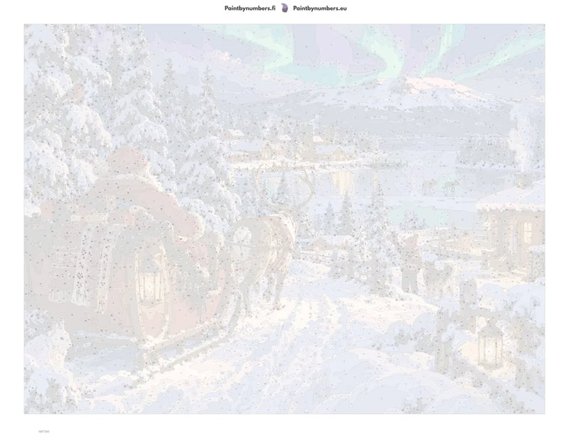 Paint by numbers numbered canvas - Reindeer Sleigh under the Northern Lights 80x60cm