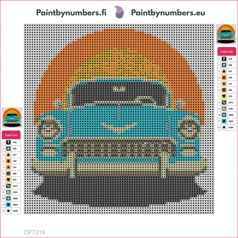 Diamond painting adhesive canvas preview - Retro Car