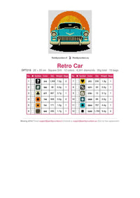 Thumbnail for DMC color chart for Retro Car diamond painting - 12 colors