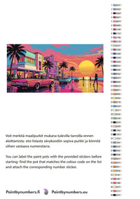 Thumbnail for Color chart and instructions - Retro Cars on Beach Avenue 80x40cm